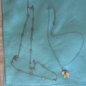 Elegant Silver Necklace Set with Yellow Pendant